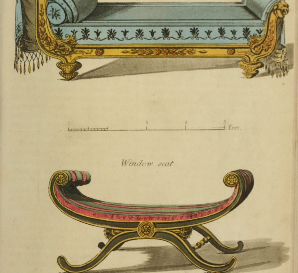 1809 - Chaise Lounge and Window Seat from Ackermann's Repository. Credits: http://www.ekduncan.com/