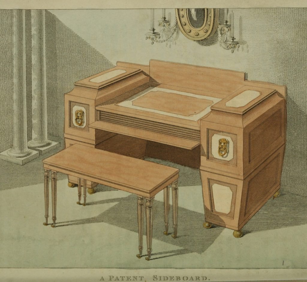 1810 - Patent Sideboard and Dining Tables from Ackermann's Repository. Credits: http://www.ekduncan.com/