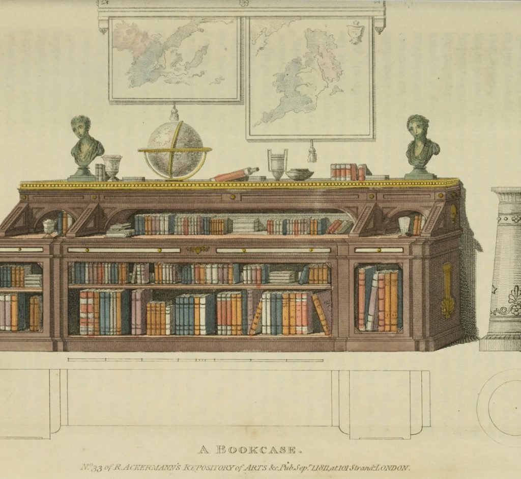 1811 - Bookcase from Ackermann's Repository. Credits: https://www.periodoakantiques.co.uk/